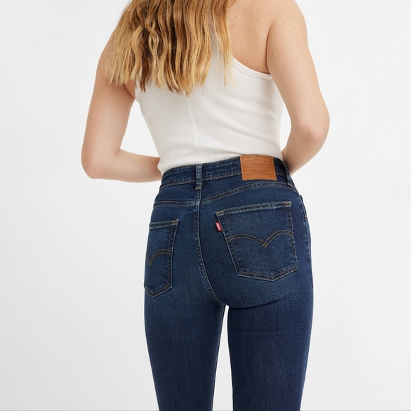 Levis 721 High Waisted Rise Skinny Jeans Stretchy Dark Wash Blue Denim size 25 - Picture 12 of 12